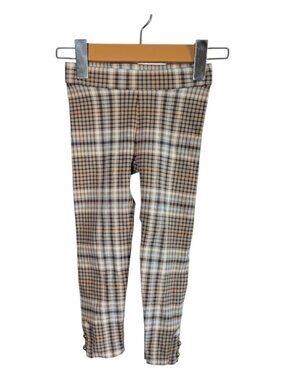 Janie and Jack Plaid Button Cuff Ponte Pant Tan Plaid Size 4
